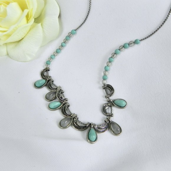 Turquoise & Opal Silver Beaded Necklace - Picture 5 of 9